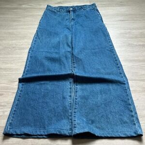 Wide Leg Blue Denim Jeans